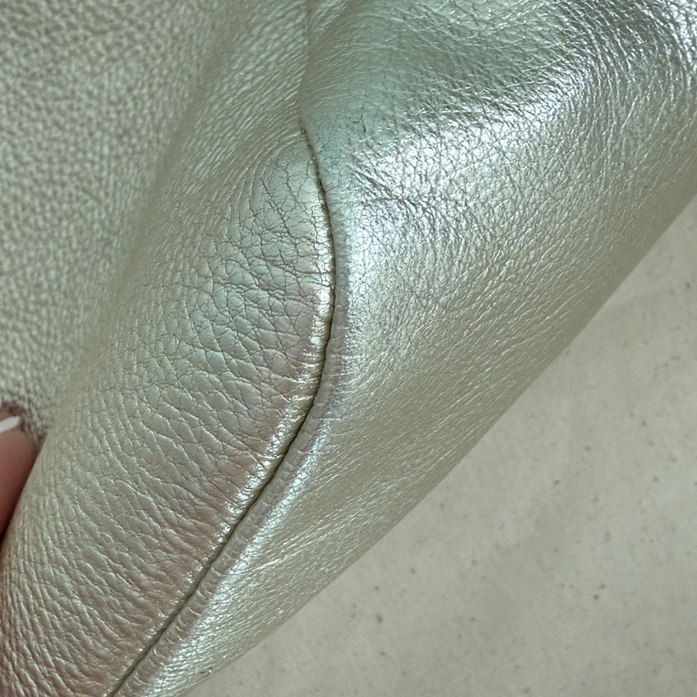 Metallic Pearl Shoulder Hobo with Tan Strap - Picture 5 of 16